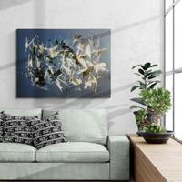 Quadro astratto dipinto moderno blu azzurro arte 