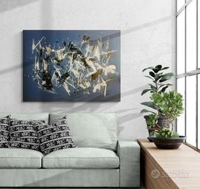 Quadro astratto dipinto moderno blu azzurro arte 