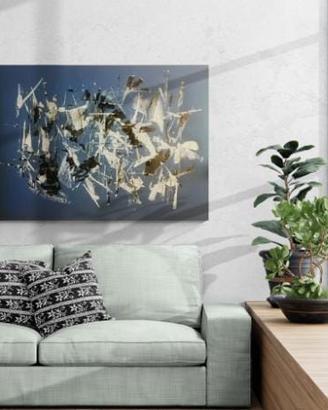 Quadro astratto dipinto moderno blu azzurro arte 