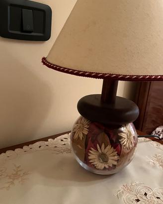 Coppia Lampade da Comodino in Legno e vetro