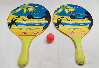 Racchette da spiaggia in legno con pallina