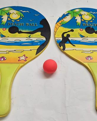 Racchette da spiaggia in legno con pallina
