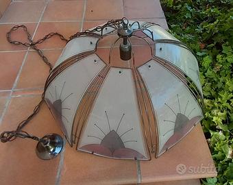 Lampadario anni 70/80 in vetro colorato