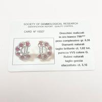 Orecchini oro 18KT rubini 3.12 diamanti 1.02 VVS G