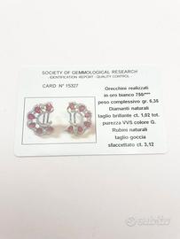 Orecchini oro 18KT rubini 3.12 diamanti 1.02 VVS G