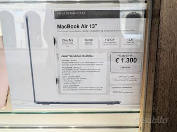 MacBook air 13 M5 16/512GB nuovo promo