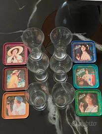 Set bicchieri + sottobicchieri vintage