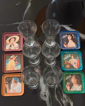 Set bicchieri + sottobicchieri vintage