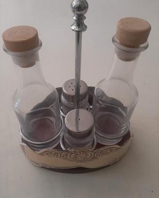 porta sale e olio argento
