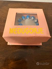 Portachiavi Medjugorje Blu con Cuori Bianchi