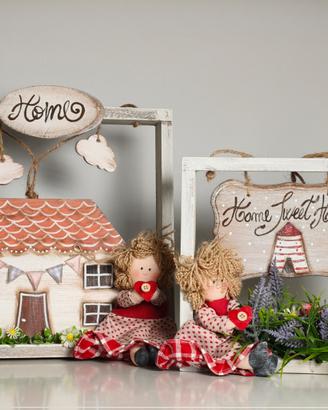 Cornici Shabby Home Sweet Home con bamboline