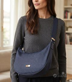 Borsa a tracolla Luna bag medium blu Borbonese