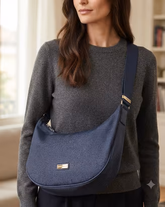 Borsa a tracolla Luna bag medium blu Borbonese