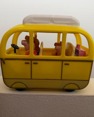 Camper giallo Peppa Pig con personaggi