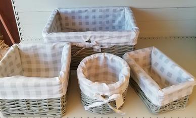 SET 4 CESTE IN VIMINI O 3 SCATOLE IN CARTONE
