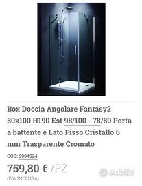 Box doccia cristallo trasparente 100x80