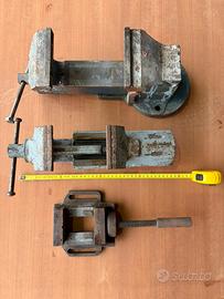 Morsa da trapano e altre due morse grandi