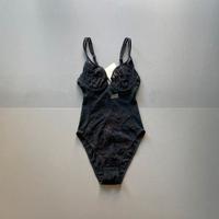 La Perla Maiorca body blu notte con tulle ricamato