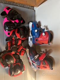 Pattini a rotelle taglia 34-36 con protezioni