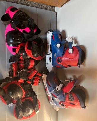 Pattini a rotelle taglia 34-36 con protezioni