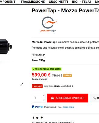 Mozzo PowerTap - MISURATORE DI POTENZA