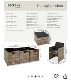 Tavolo da esterno Tectake con sedie a scomparsa