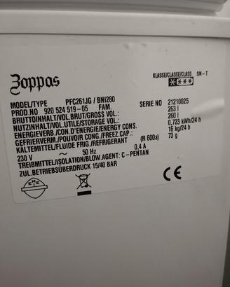 congelatore zoppas 
