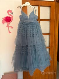 Abito Elegante in tulle azzuro polvere