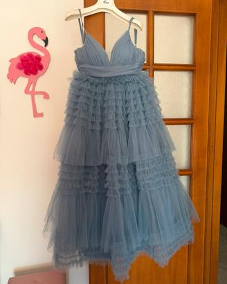 Abito Elegante in tulle azzuro polvere