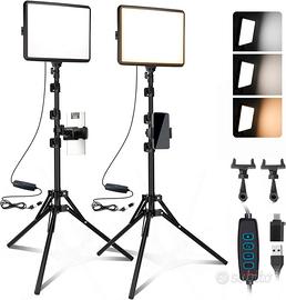 Kit 2 LED Video Light Dimmerabile con Treppiede
