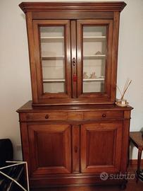 Credenza fine '800 doppio corpo in noce massello
