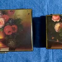 2 Scatole portagioie vintage laccate cm 15x10 13x9