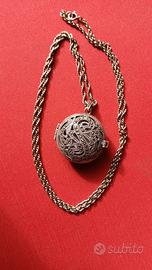 Collana in argento con orologio