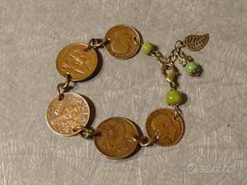 Bracciale stile boho con monete di rame