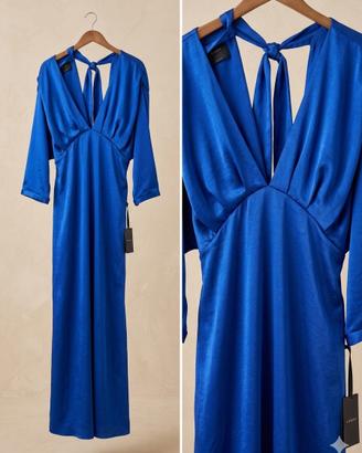 Abito lungo Pinko in raso blu elettrico - Nuovo