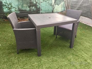 Tavolo e 2 poltroncine da giardino 