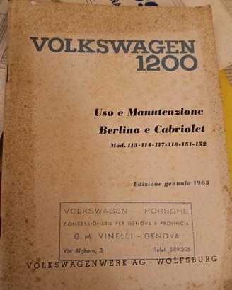 ww maggiolino 1963 libretto uso e manutenzione 