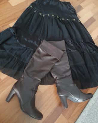 stivali alti 39 morbida pelle testa di moro Boho 