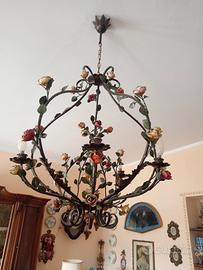 Lampadario Ferro Battuto D'epoca 