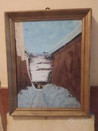 Quadro dipinto a olio - Paesaggio invernale