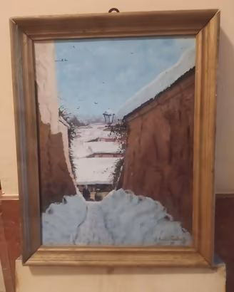 Quadro dipinto a olio - Paesaggio invernale