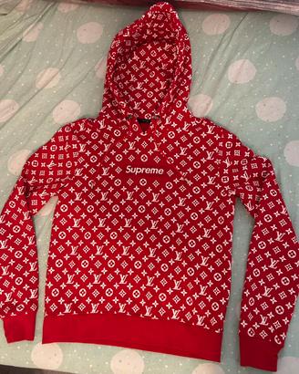 Felpa con Cappuccio Supreme x Louis Vuitton Rossa