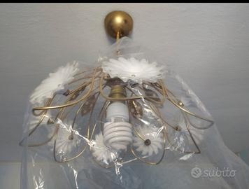 Lampadario con vetri floreali