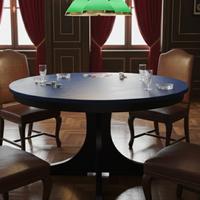 tavolo rotondo con piano blu