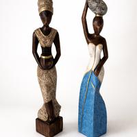 Coppia statue africane in legno dipinto