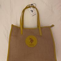 Borsa beach shopper US Polo Assn. paglia e pelle