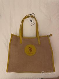 Borsa beach shopper US Polo Assn. paglia e pelle
