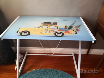 Scrittoio in vetro e metallo