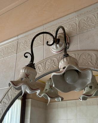 Lampadario a soffitto, abbinata luce da specchio