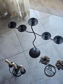 3 candelabri in ferro battuto